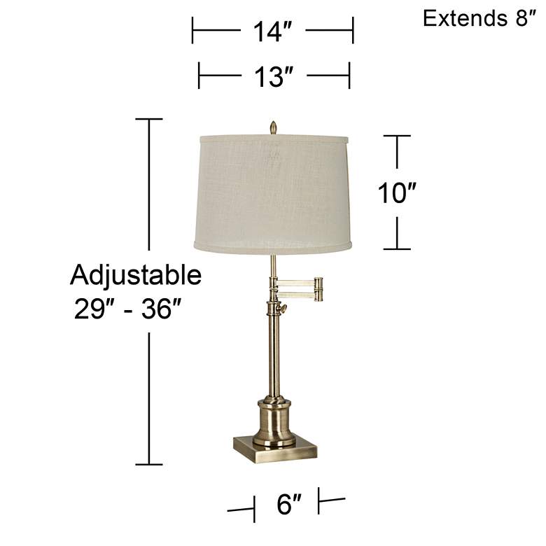 Image 3 360 Lighting Westbury Adjustable Height Burlap and Brass Swing Arm Lamp more views