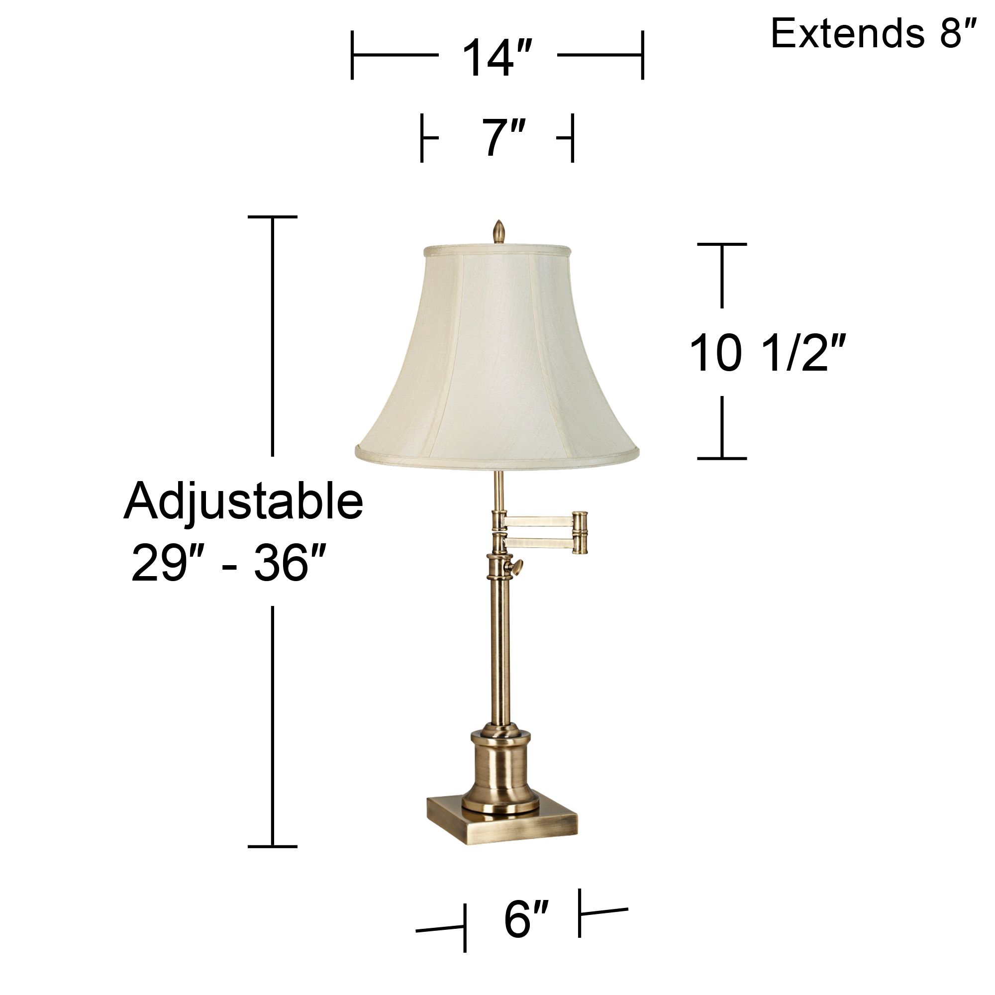Image 6 360 Lighting Westbury Adjustable Height Cream and Brass Swing Arm Lamp more views