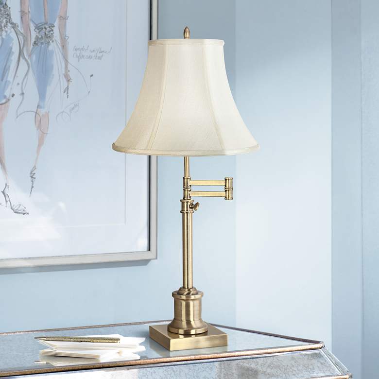 Image 1 360 Lighting Westbury Adjustable Height Creme and Brass Swing Arm Lamp
