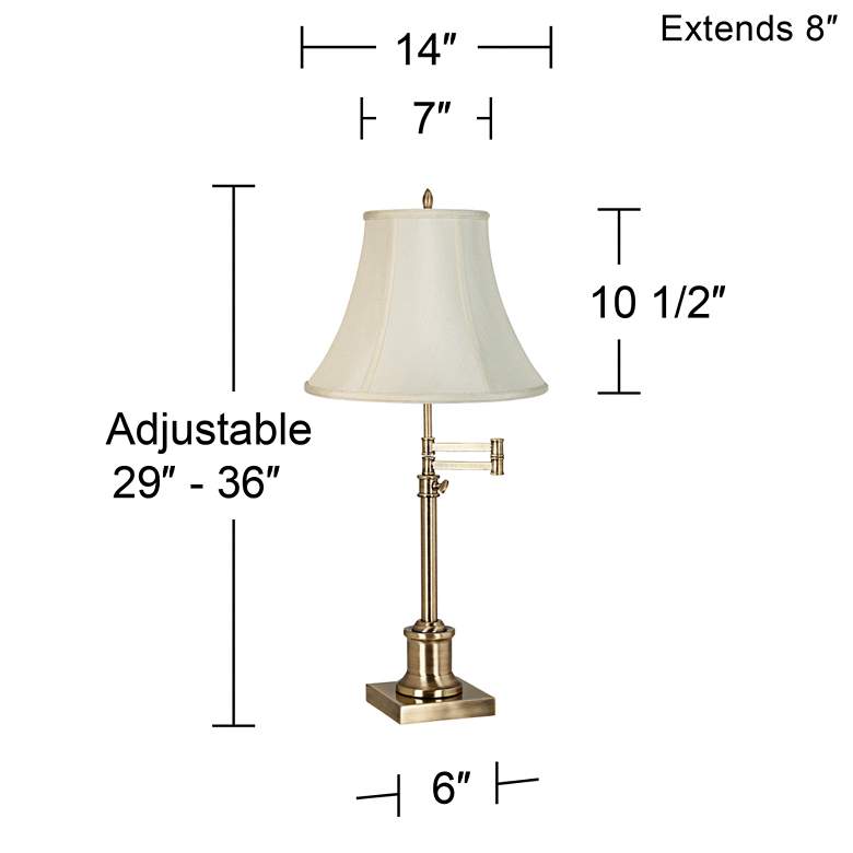 Image 6 360 Lighting Westbury Adjustable Height Creme and Brass Swing Arm Lamp more views
