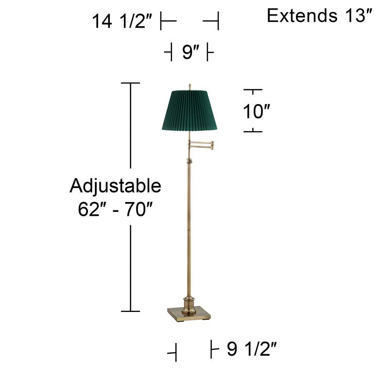 Image 5 360 Lighting Westbury Adjustable Height Green Pleated Shade Floor Lamp more views