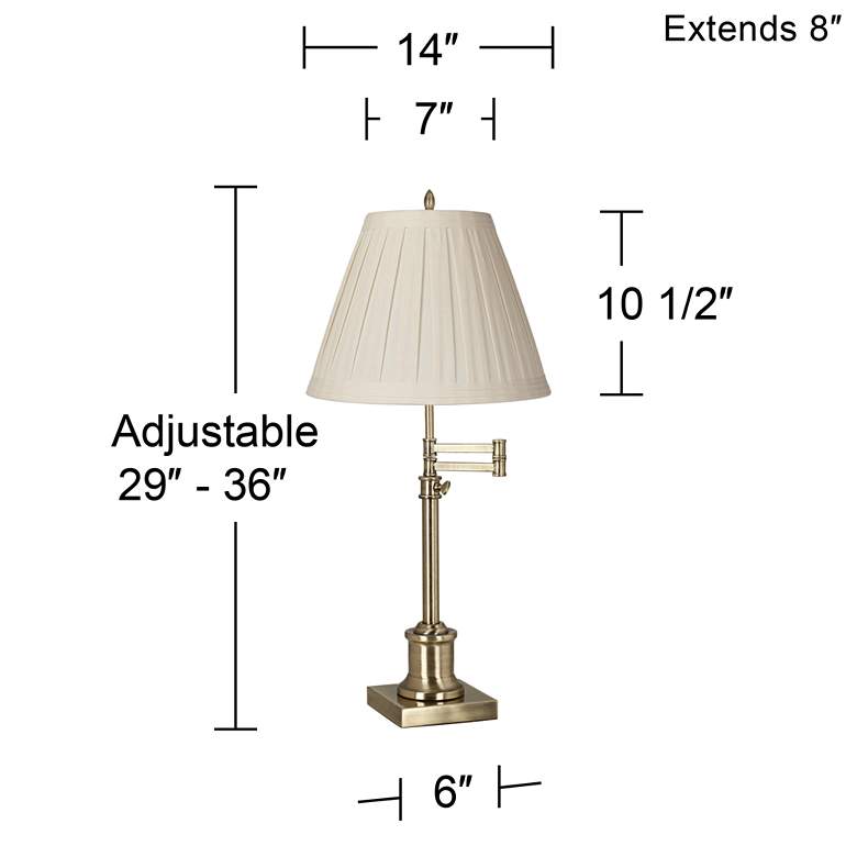 Image 3 360 Lighting Westbury Adjustable Height Linen and Brass Swing Arm Desk Lamp more views