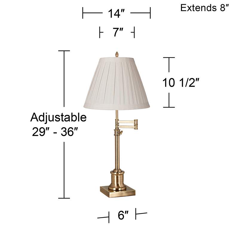 Image 6 360 Lighting Westbury Adjustable Height Linen and Brass Swing Arm Desk Lamp more views