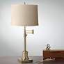 360 Lighting Westbury Adjustable Height Linen and Brass Swing Arm Desk Lamp