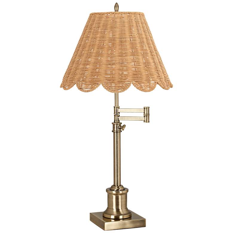 Image 1 360 Lighting Westbury Adjustable Height Rattan and Brass Swing Arm Lamp