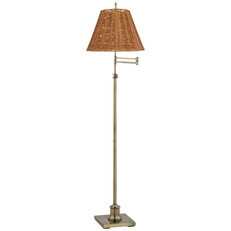 Image 1 360 Lighting Westbury Adjustable Height Rattan Shade Floor Lamp