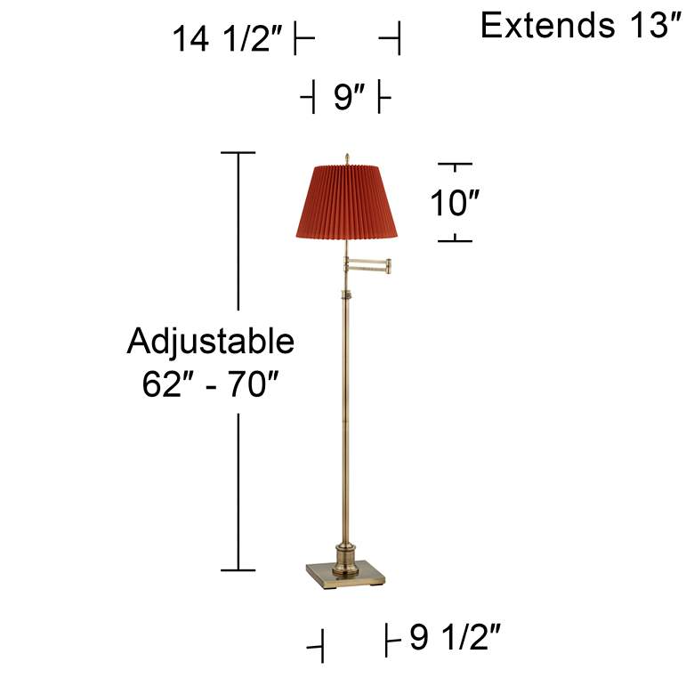 Image 5 360 Lighting Westbury Adjustable Height Rust Brown Pleated Shade Floor Lamp more views