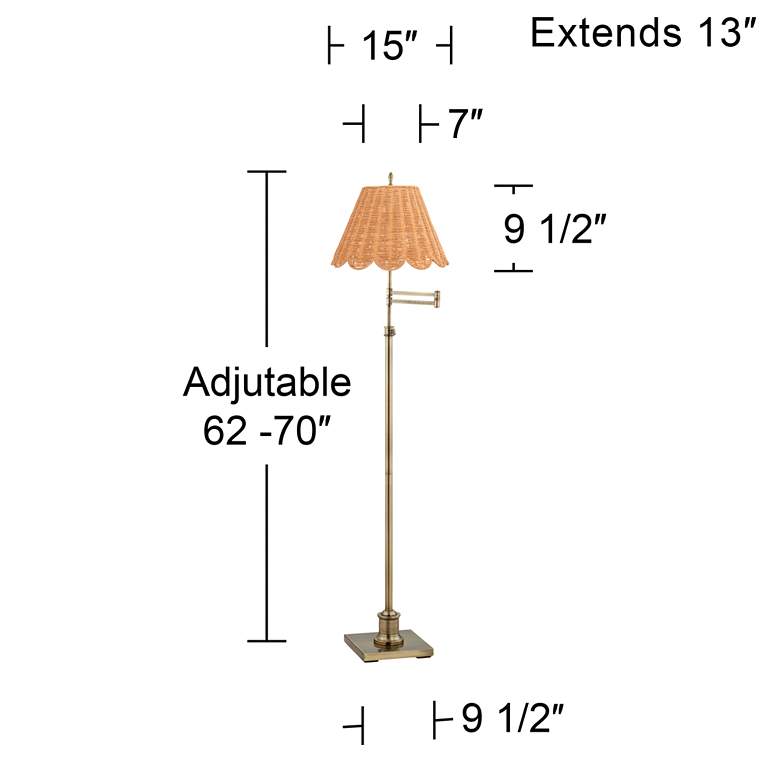 Image 5 360 Lighting Westbury Adjustable Height Scalloped Rattan Shade Floor Lamp more views