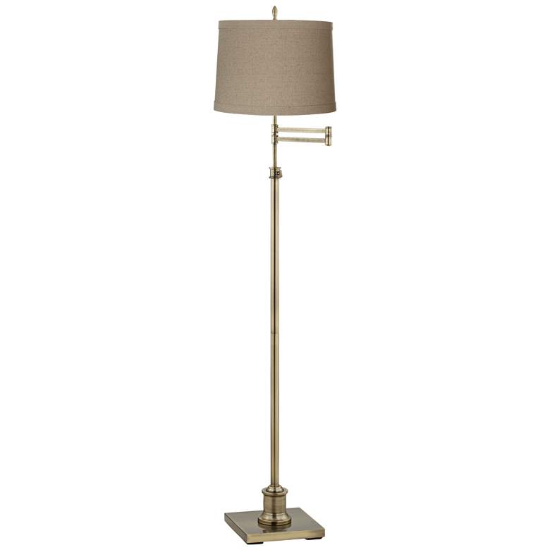 Image 1 360 Lighting Westbury Adjustable Linen Shade Brass Swing Arm Floor Lamp