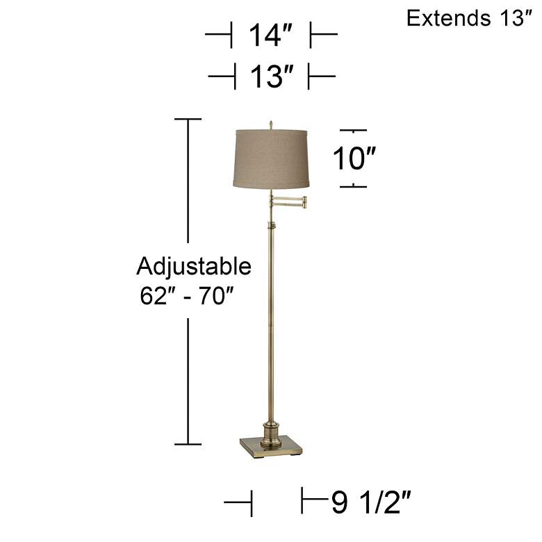 Image 4 360 Lighting Westbury Adjustable Linen Shade Brass Swing Arm Floor Lamp more views