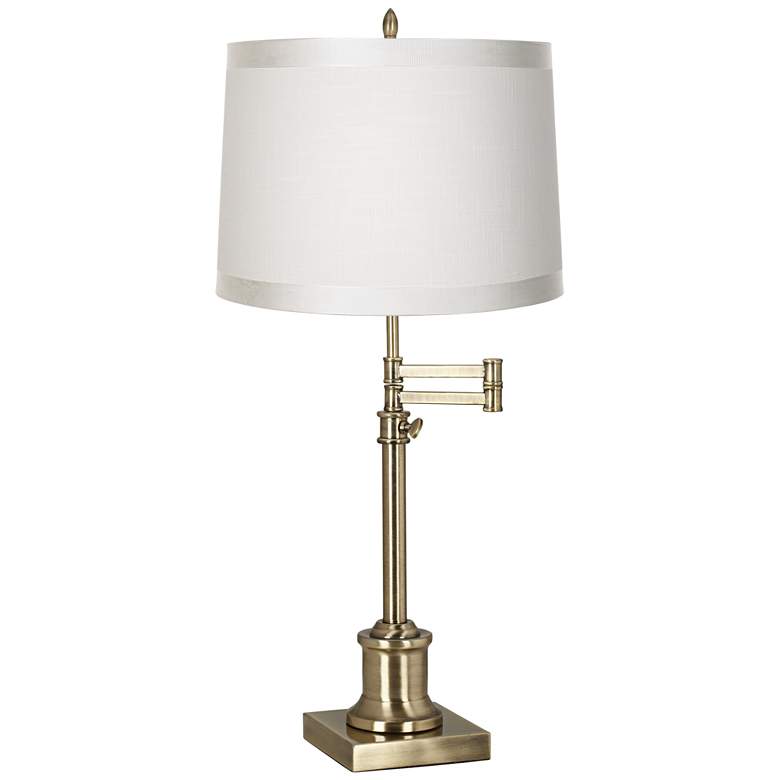 Image 2 360 Lighting Westbury Adjustable White Shade Brass Swing Arm Desk Lamp