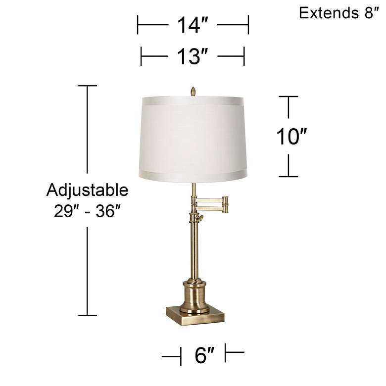 Image 7 360 Lighting Westbury Adjustable White Shade Brass Swing Arm Desk Lamp more views