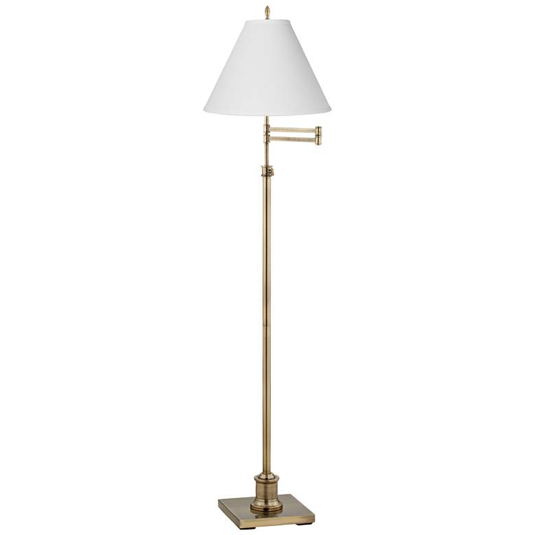 Image 1 360 Lighting Westbury Antique White Brass Adjustable Swing Arm Floor Lamp