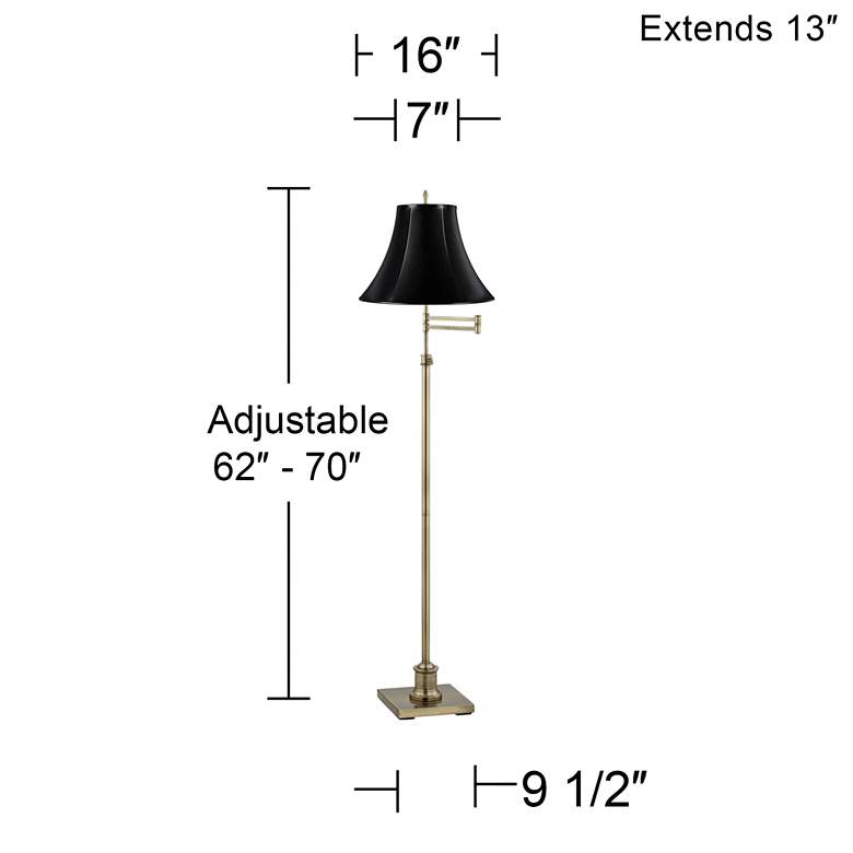 Image 3 360 Lighting Westbury Black and Brass Adjustable Swing Arm Floor Lamp more views