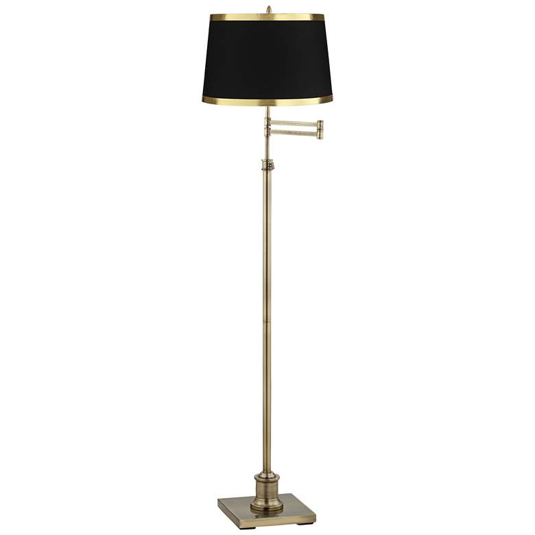 Image 1 360 Lighting Westbury Black and Gold Shade Brass Swing Arm Floor Lamp