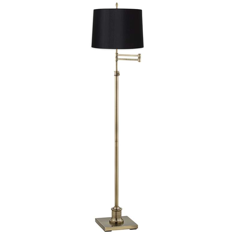 Image 1 360 Lighting Westbury Black Drum and Brass Adjustable Swing Arm Floor Lamp