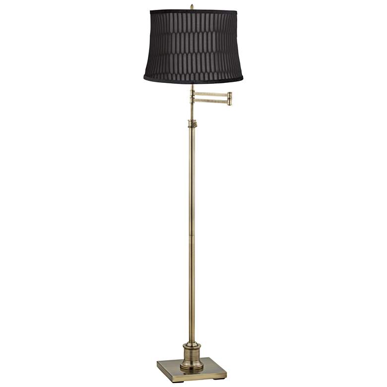 Image 1 360 Lighting Westbury Black Geometric and Brass Swing Arm Floor Lamp