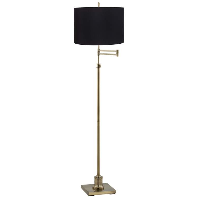 Image 1 360 Lighting Westbury Black Shade and Brass Adjustable Swing Arm Floor Lamp