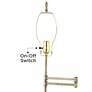 360 Lighting Westbury Brass Swing Arm Floor Lamp with Embroidered Shade
