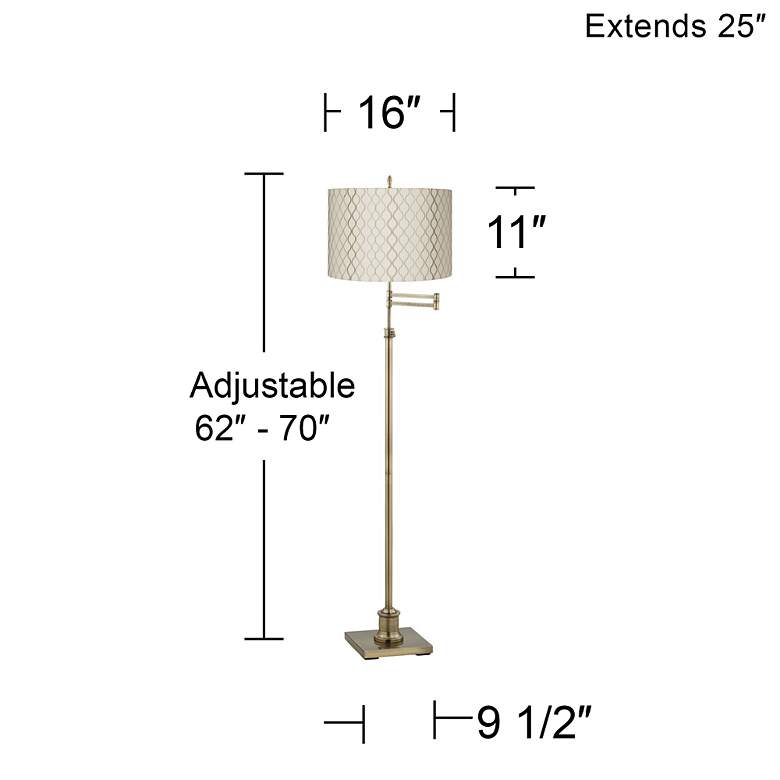 Image 4 360 Lighting Westbury Brass Swing Arm Floor Lamp with Embroidered Shade more views