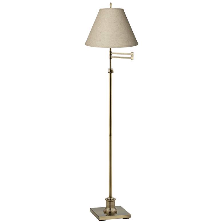 Image 1 360 Lighting Westbury Burlap and Brass Adjustable Swing Arm Floor Lamp