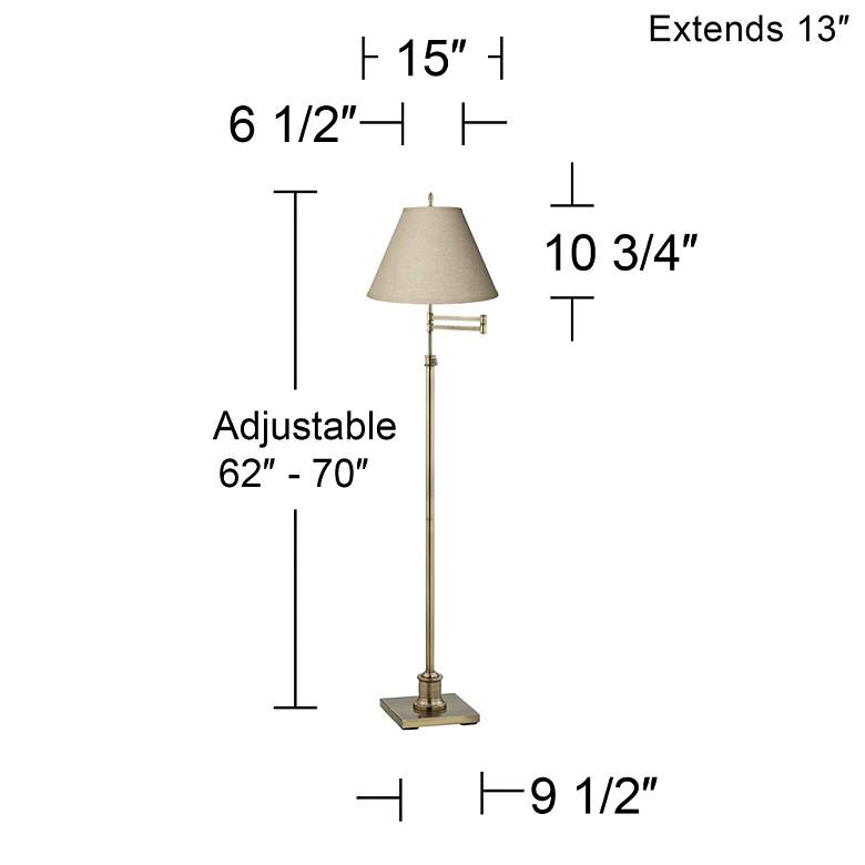 Image 4 360 Lighting Westbury Burlap and Brass Adjustable Swing Arm Floor Lamp more views