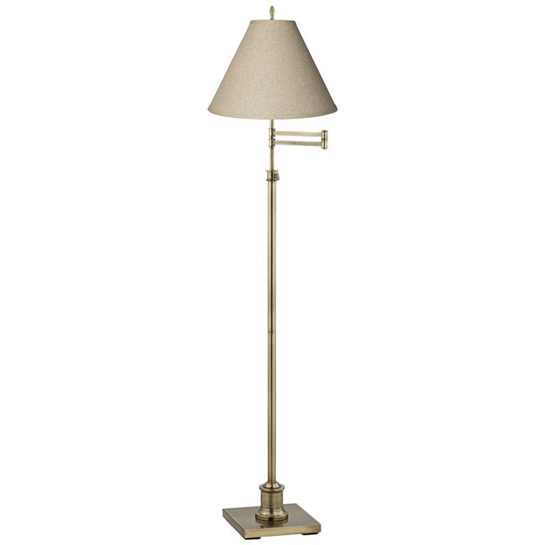 Image 1 360 Lighting Westbury Burlap and Brass Adjustable Swing Arm Floor Lamp