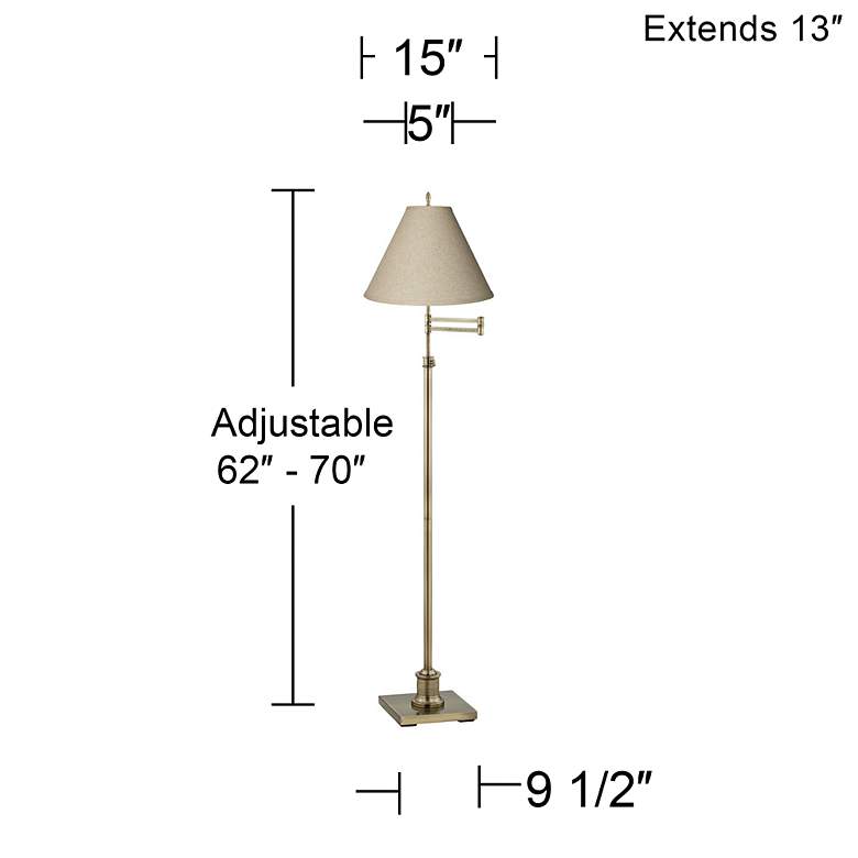 Image 4 360 Lighting Westbury Burlap and Brass Adjustable Swing Arm Floor Lamp more views