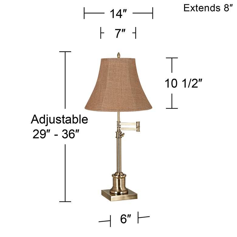 Image 6 360 Lighting Westbury Burlap Bell Brass Adjustable Swing Arm Lamp more views