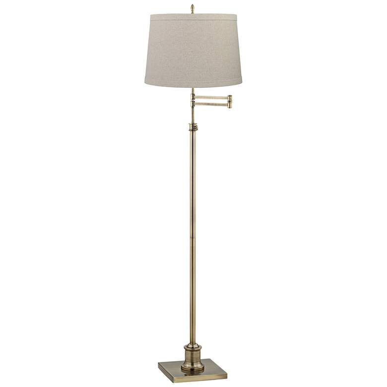 Image 1 360 Lighting Westbury Burlap Shade Brass Swing Arm Floor Lamp