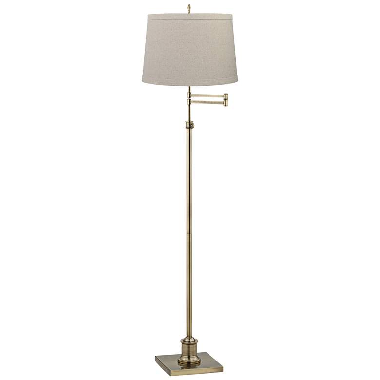 Image 2 360 Lighting Westbury Burlap Shade Brass Swing Arm Floor Lamp