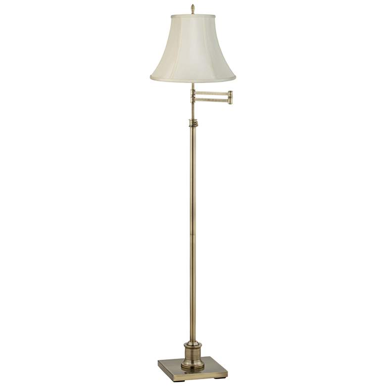 Image 1 360 Lighting Westbury Creme and Brass Adjustable Swing Arm Floor Lamp