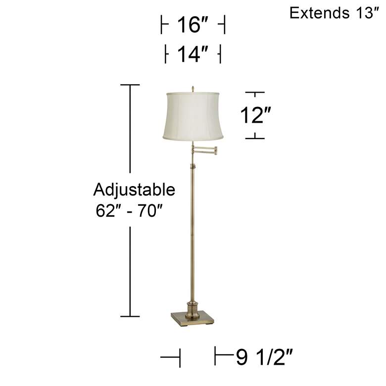 Image 3 360 Lighting Westbury Creme and Brass Adjustable Swing Arm Floor Lamp more views