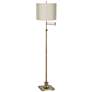 360 Lighting Westbury Embroidered Hourglass Brass Swing Arm Floor Lamp