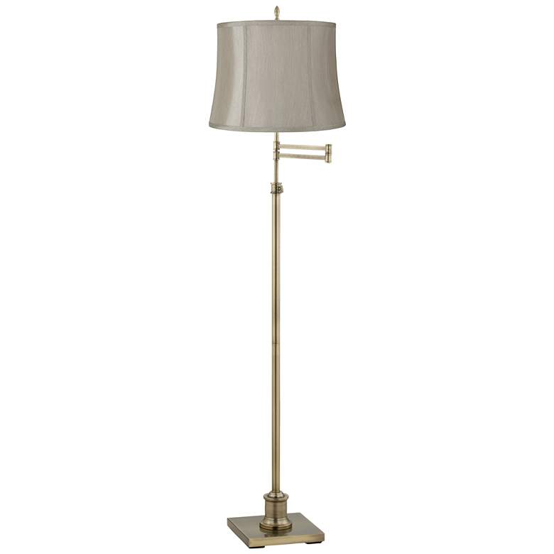 Image 1 360 Lighting Westbury Gray and Brass Adjustable Swing Arm Floor Lamp