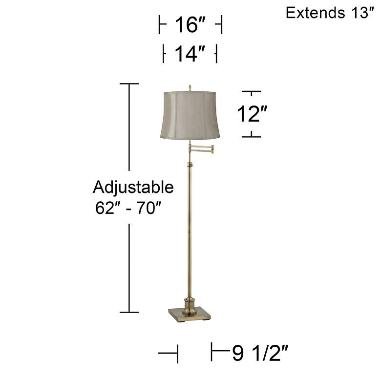 Image 4 360 Lighting Westbury Gray and Brass Adjustable Swing Arm Floor Lamp more views