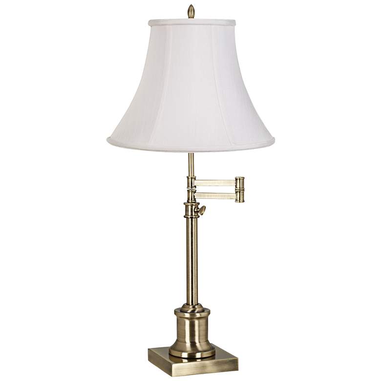 Image 2 360 Lighting Westbury Imperial White Bell Brass Swing Arm Desk Lamp