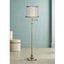 1_360 Lighting Westbury Ivory Linen and Brass Adjustable Swing Arm Floor Lamp