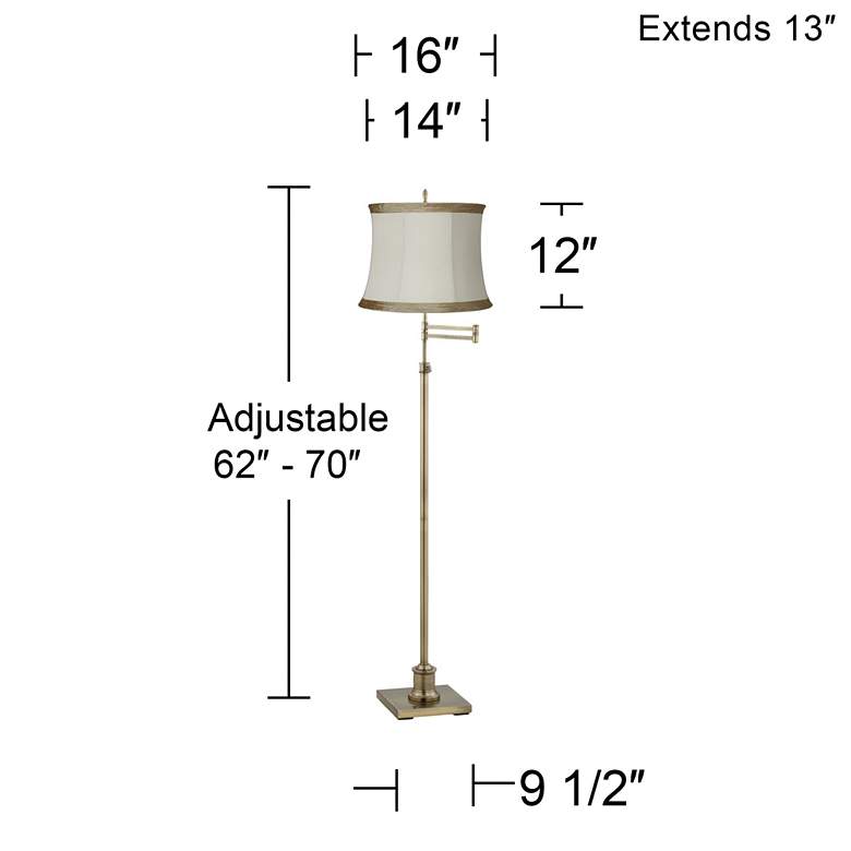 Image 3 360 Lighting Westbury Ivory Linen and Brass Adjustable Swing Arm Floor Lamp more views