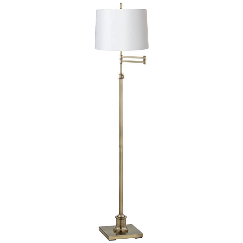 Image 2 360 Lighting Westbury Linen and Brass Adjustable Swing Arm Floor Lamp