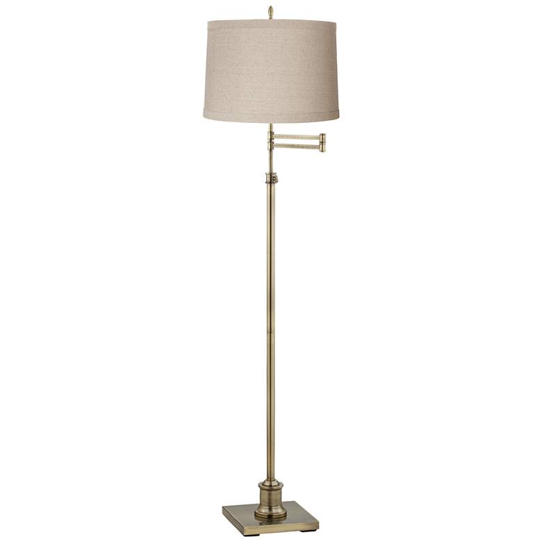 Image 1 360 Lighting Westbury Linen and Brass Adjustable Swing Arm Floor Lamp
