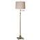 360 Lighting Westbury Linen and Brass Adjustable Swing Arm Floor Lamp