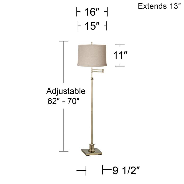 Image 4 360 Lighting Westbury Linen and Brass Adjustable Swing Arm Floor Lamp more views