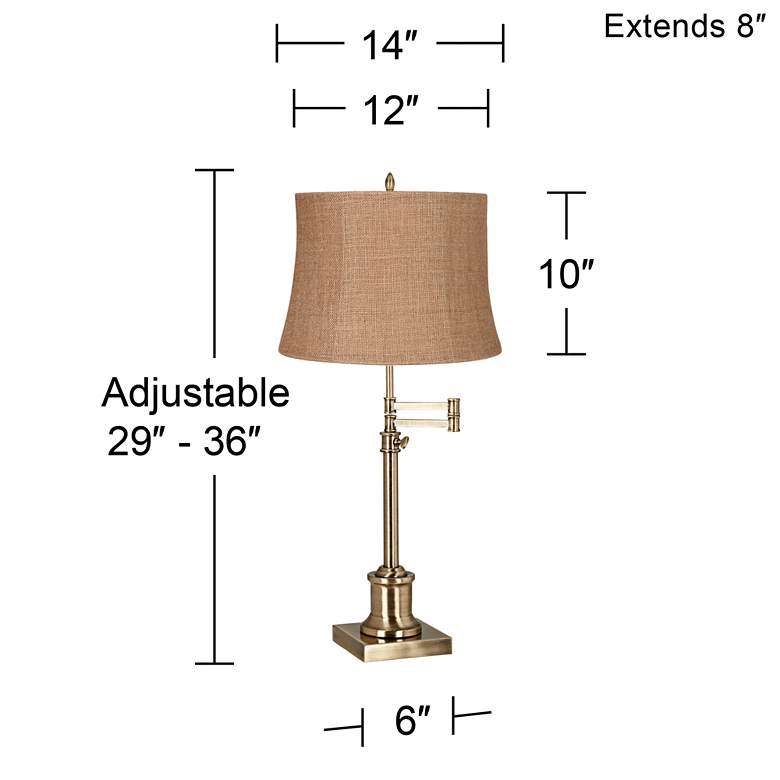 Image 6 360 Lighting Westbury Natural Burlap and Brass Swing Arm Lamp more views
