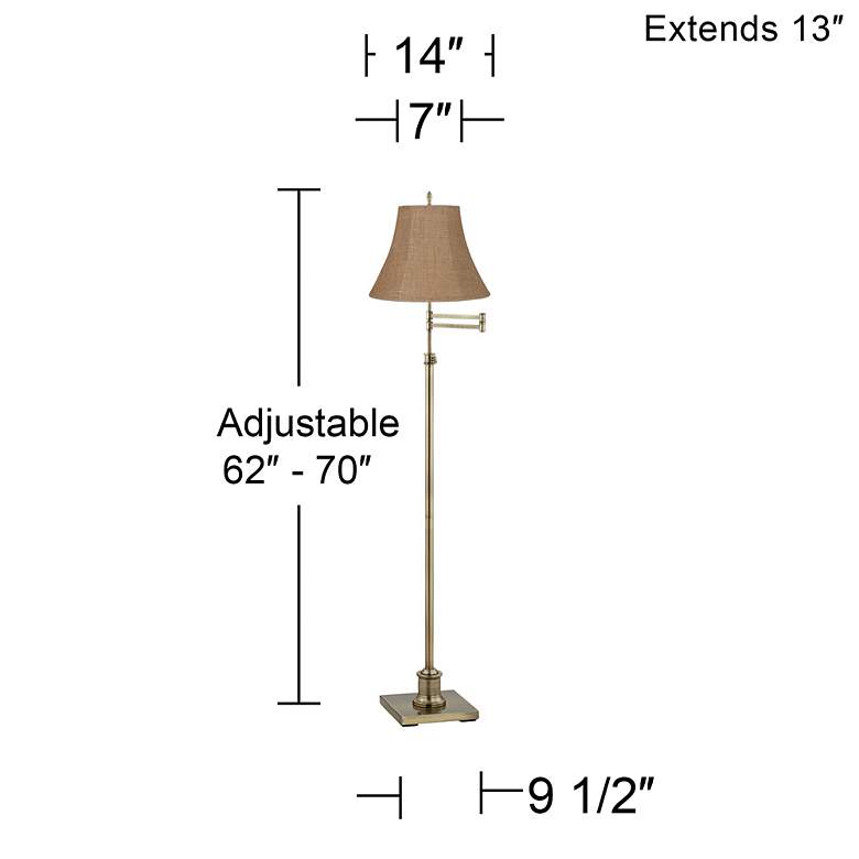 Image 4 360 Lighting Westbury Natural Burlap Bell Brass Swing Arm Floor Lamp more views