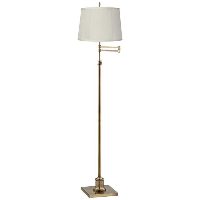 Image 1 360 Lighting Westbury Off-White Drum Brass Adjustable Swing Arm Floor Lamp