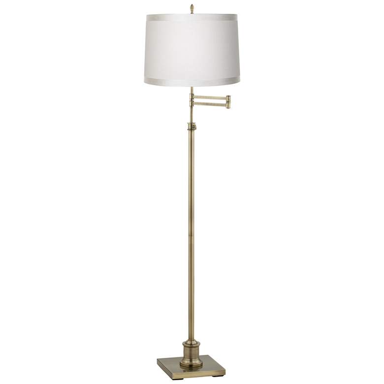Image 1 360 Lighting Westbury Off-White Shade Brass Swing Arm Floor Lamp