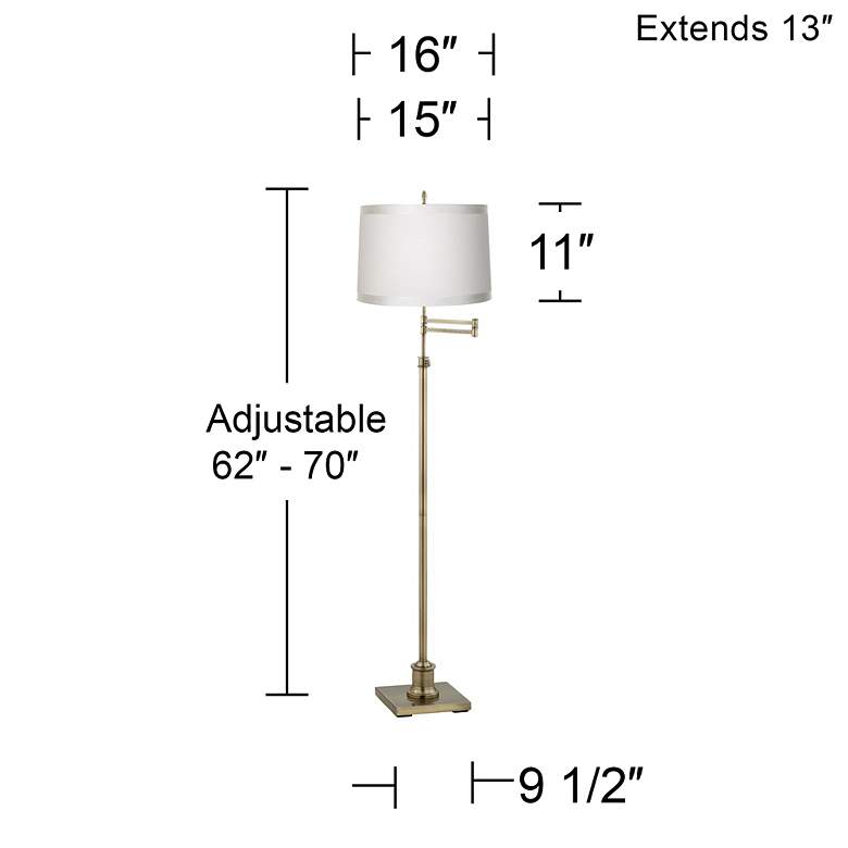 Image 4 360 Lighting Westbury Off-White Shade Brass Swing Arm Floor Lamp more views