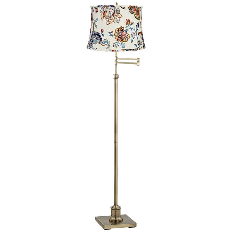 Image 1 360 Lighting Westbury Paisley and Brass Adjustable Swing Arm Floor Lamp