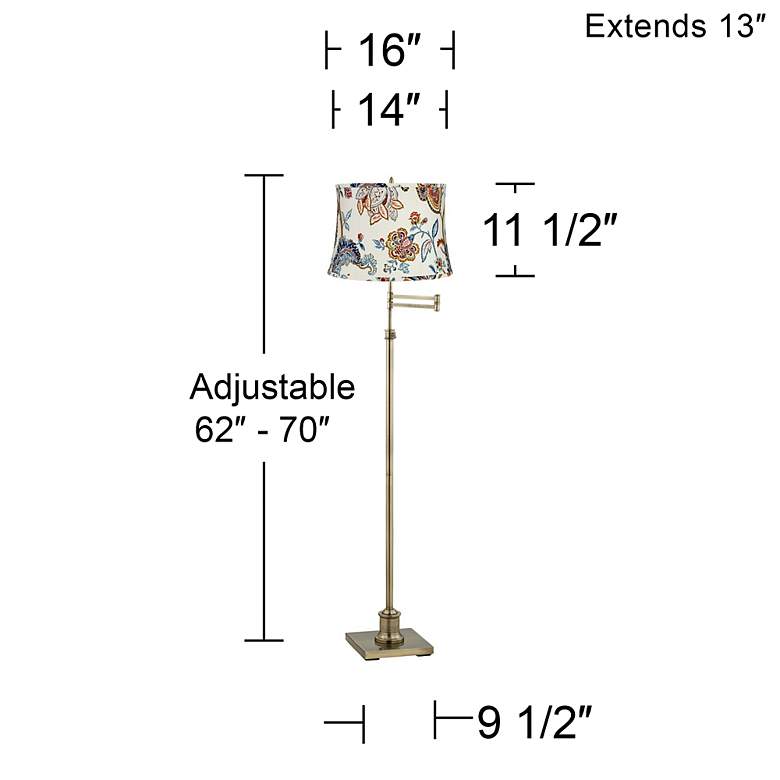 Image 4 360 Lighting Westbury Paisley and Brass Adjustable Swing Arm Floor Lamp more views